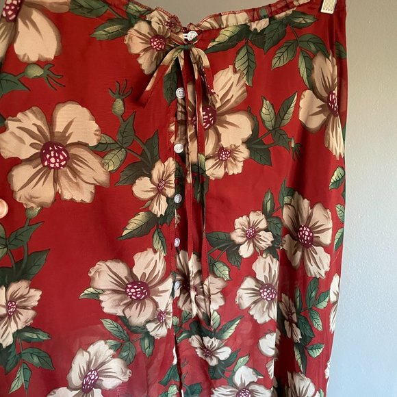 Red Floral Maxi Skirt - Picture 3 of 4